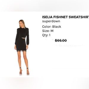 Superdown black long sleeve mesh dress. Worn once.